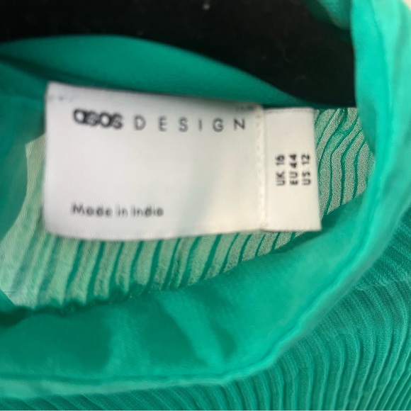 ASOS Women's Long Sleeve Pleated Chiffon Mini Dress Sz 12 - Picture 7 of 7